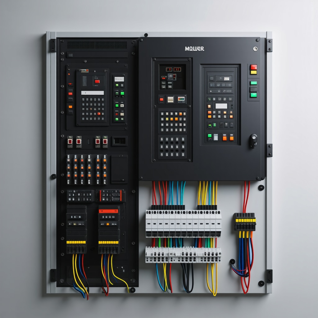 Detailed view of a modular electrical panel equipped with smart breakers and integrated wiring for dedicated circuits