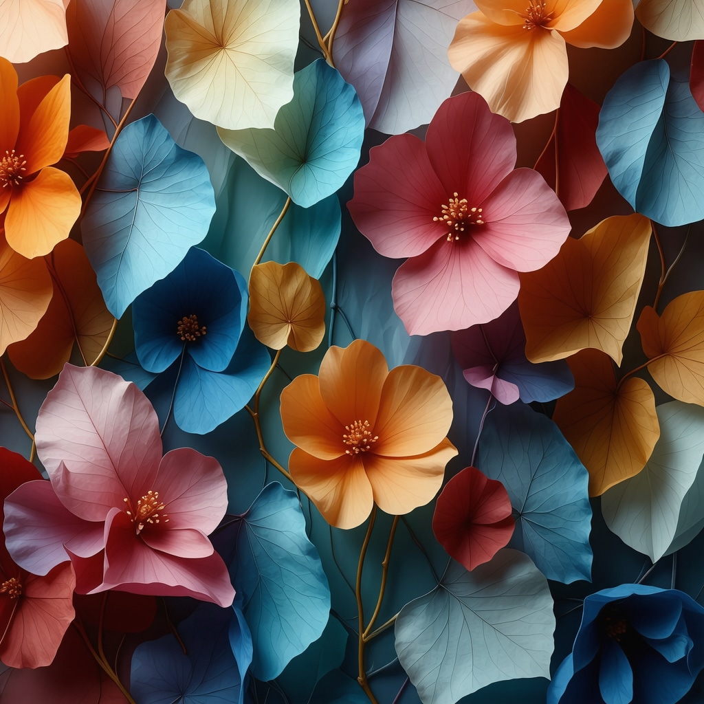 Detailed view of eco-printed silk fabric with layered botanical patterns