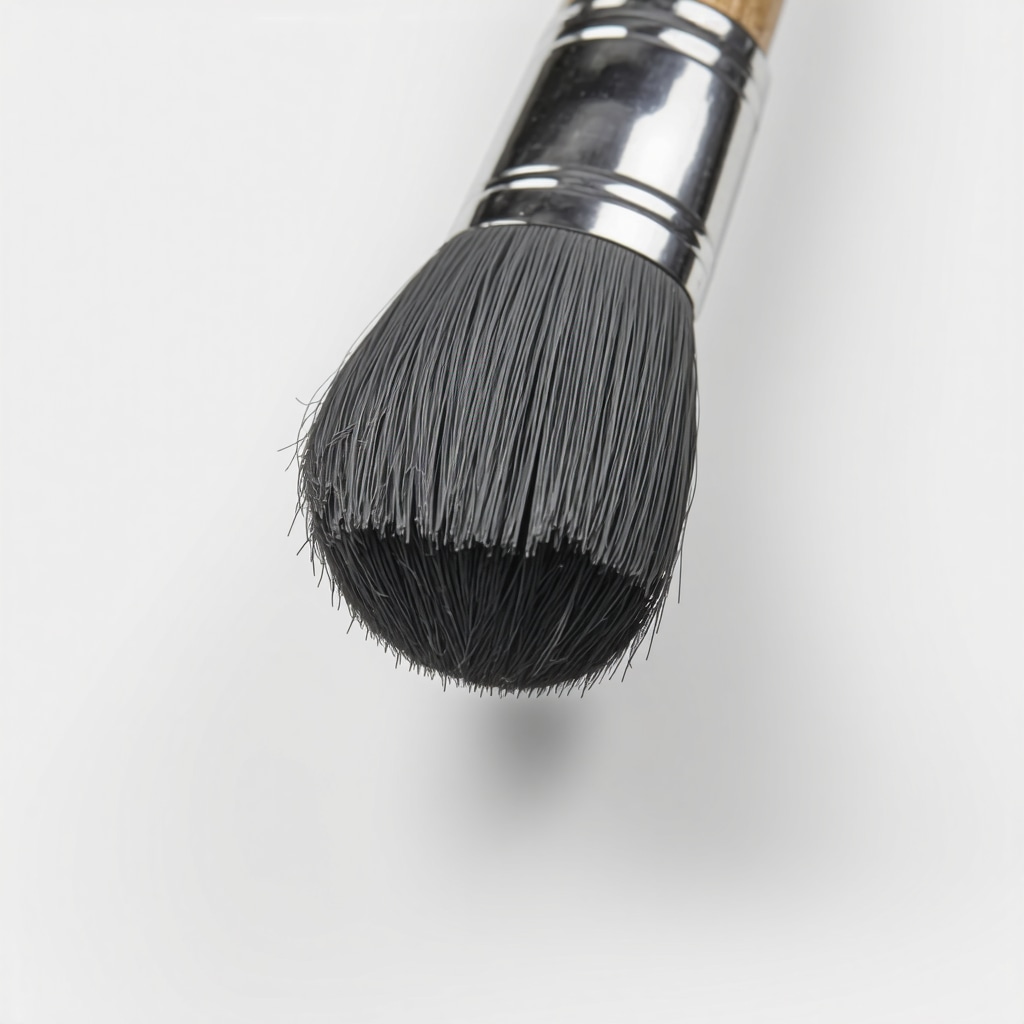 Close-up image showing detailed laser-cut crimping on a custom paintbrush ferrule ensuring bristle alignment and durability.