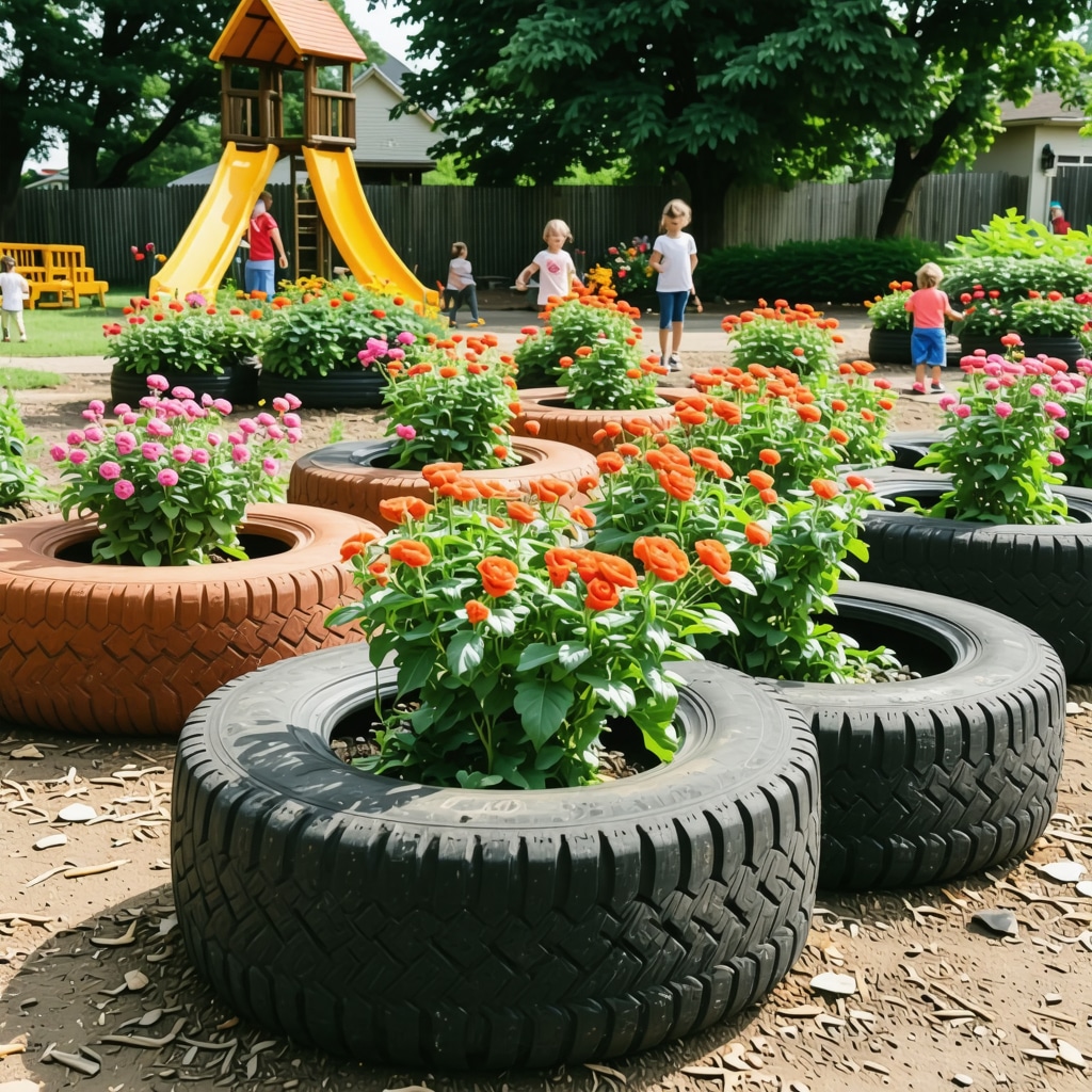 Transform Old Tires into Durable Garden Planters & Playground Gear