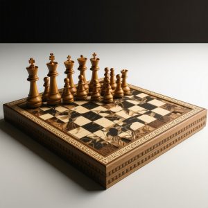 Craft Hand-Carved Wooden Chess Pieces with Custom Inlaid Board
