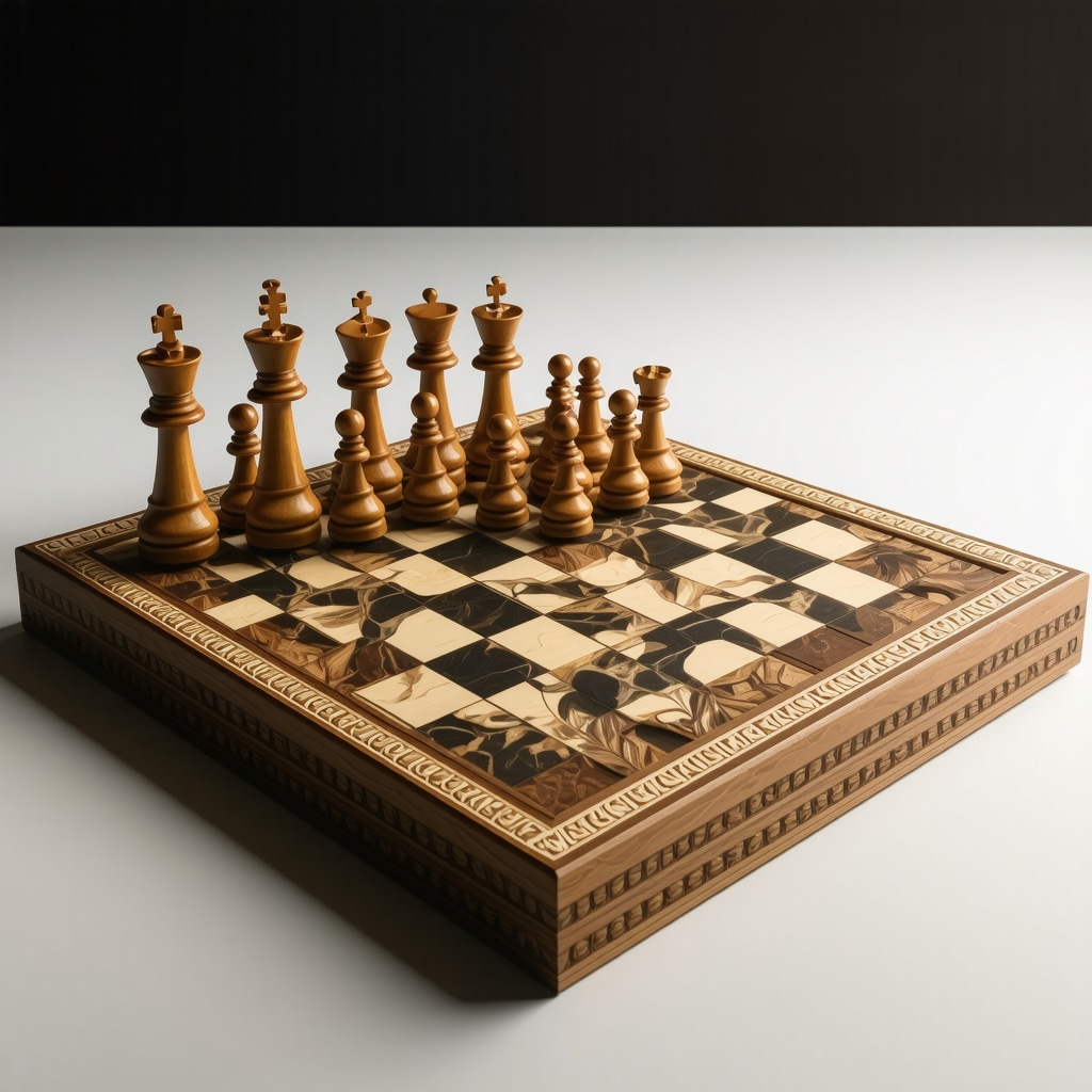 Craft Hand-Carved Wooden Chess Pieces with Custom Inlaid Board