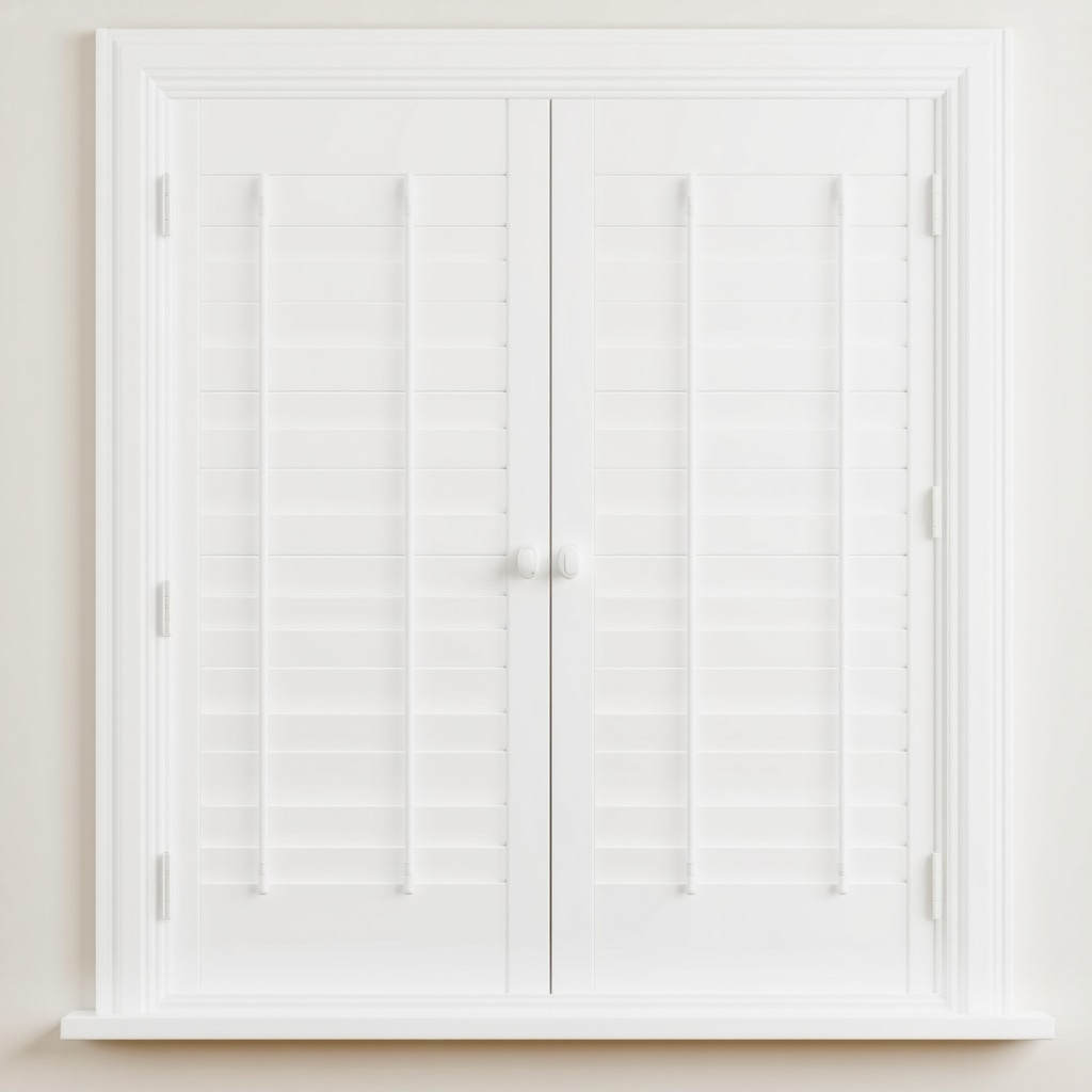 Close-up of tapered edges and offset hinges on custom interior window shutters demonstrating advanced fitting techniques