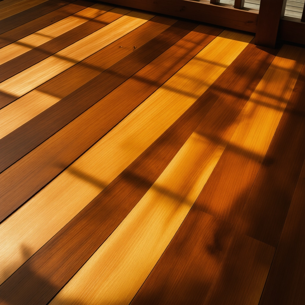 A wooden deck with layered stain finishes demonstrating advanced techniques.