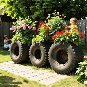 Creative DIY: Transform Old Tires into Durable Garden Planters & Play Equipment