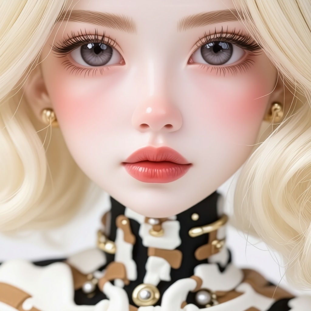 Close-up of realistic ball joints on a handcrafted doll