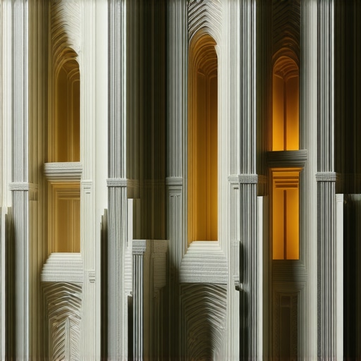Close-up of detailed miniature architecture with textured finishes and lighting effects