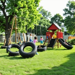 Transform Old Tires into Durable Playground Equipment DIY