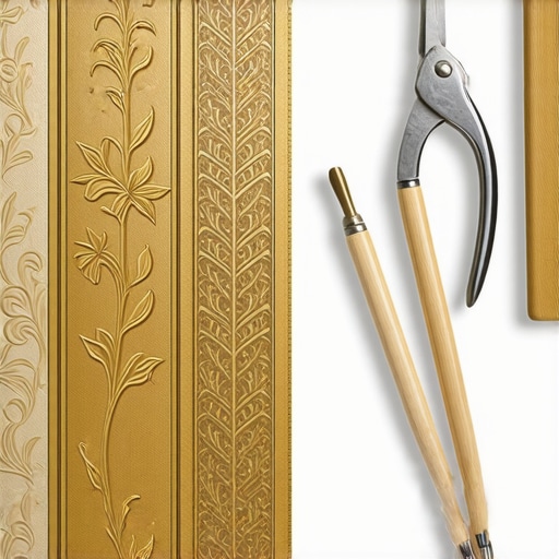 Detailed view of leather carving with floral patterns and embossing tools.