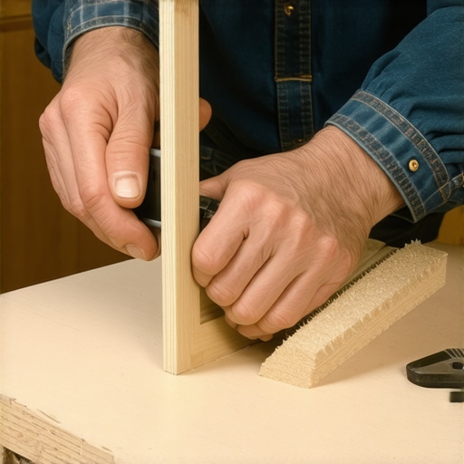 Close-up of a precision miter box with adjustment dials used in advanced woodworking.