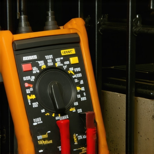 Person using multimeter to measure resistance of oven heating element