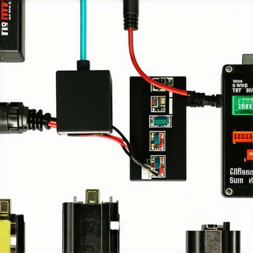 Close-up of electrical system components in a bicycle-powered generator showing voltage regulator and BMS