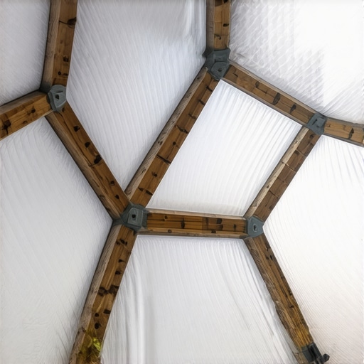 Reclaimed metal pipes and wood used in geodesic dome greenhouse construction