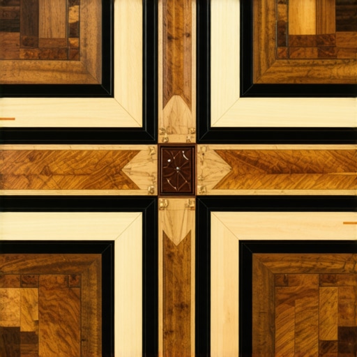 Detailed photo of advanced woodworking joints with inlay accents, demonstrating professional craftsmanship