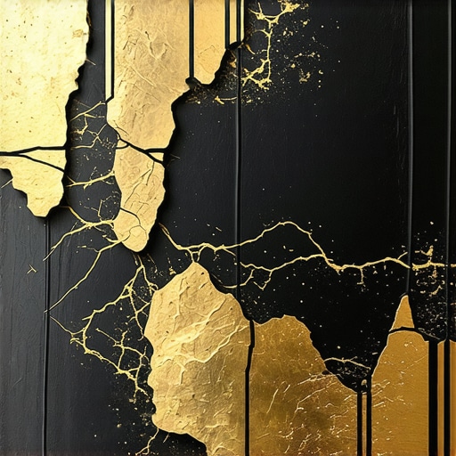 Close-up of a ceramic piece repaired with gold, emphasizing resilience and acceptance.