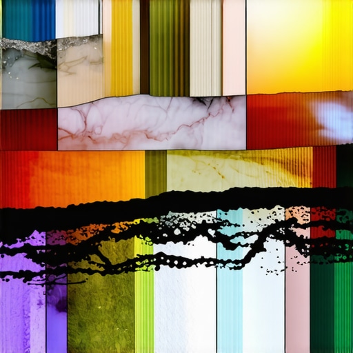 Close-up of luminous layered encaustic painting with embedded textures
