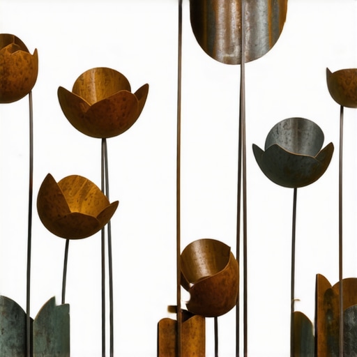 Expert-crafted reclaimed metal garden sculpture with patina effects in outdoor setting