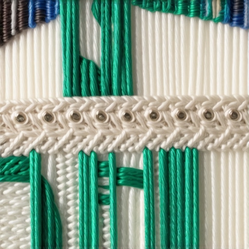 Close-up of intricate textile embroidery featuring metallic threads and layered textures