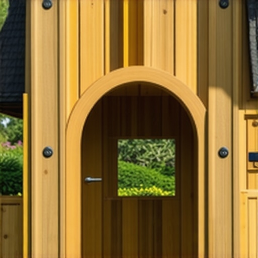 Close-up of a beautifully crafted wooden playhouse with advanced joinery and safety hardware