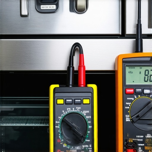 Multimeter testing an oven temperature sensor for faults