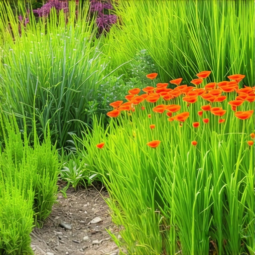 Beautiful urban garden featuring native wildflowers and ornamental grasses supporting biodiversity.