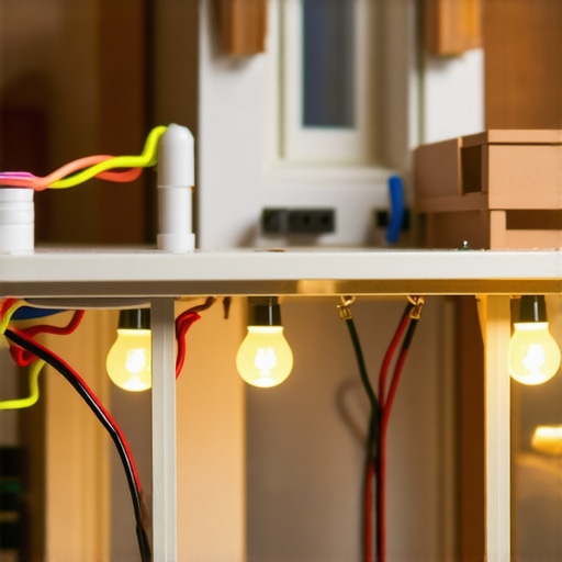 Close-up of miniature LED wiring with neat connections and insulation in a dollhouse