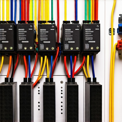 Detailed view of advanced wiring techniques with relays and bus systems in a smart home setup.