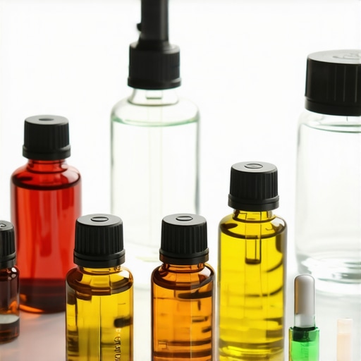 Perfume Making Setup A detailed perfume blending workspace with essential oils and tools.