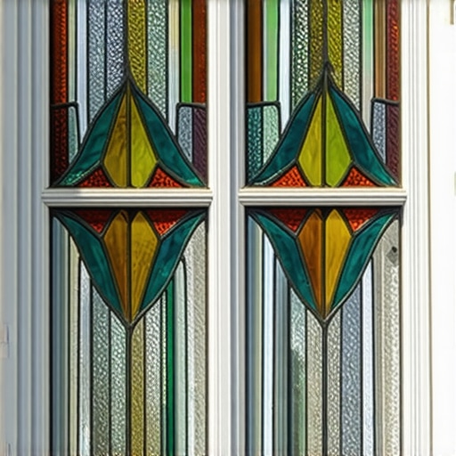 Upcycled Vintage Window with Artistic Stained Glass Beautiful vintage window transformed into stained glass art, suitable for outdoor decor
