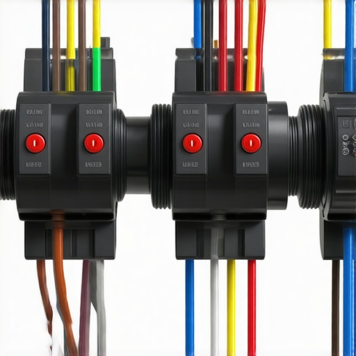 High-quality photo of complex home electrical wiring with organized conduits, safety devices, and load management features.