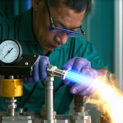 Advanced Flame Control in Glass Lampworking Glass artist adjusting torch with gauges for precise flame control.
