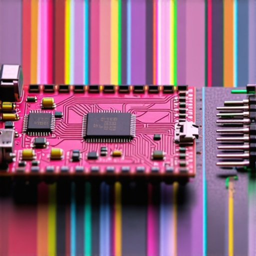 Close-up of calibration equipment and sensor signals on microcontroller