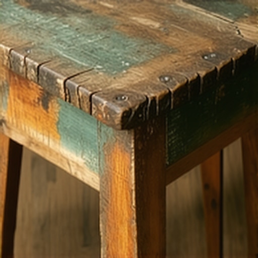 Authentic Vintage Furniture with Natural Patina Close-up of aged vintage furniture with crackle finish and rich patina