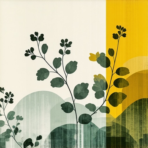 Complex layered textile pattern with botanical and textured elements Digital textile pattern featuring layered botanicals and textured overlays for depth