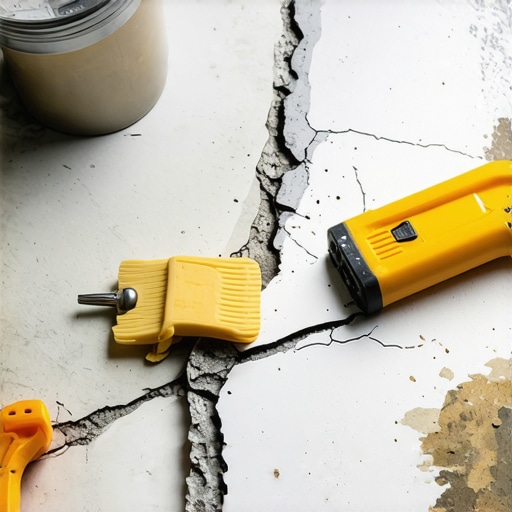 Epoxy Crack Sealing in Progress Close-up of epoxy injection process sealing cracks in concrete driveway