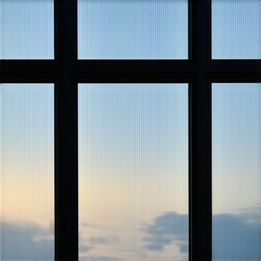 Close-up of a window with multiple UV protective coatings and reflective layers