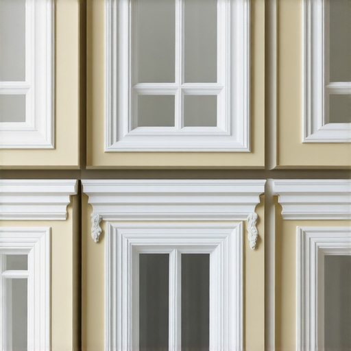 Close-up of tiny architectural elements like cornices and trims in a miniature room box.