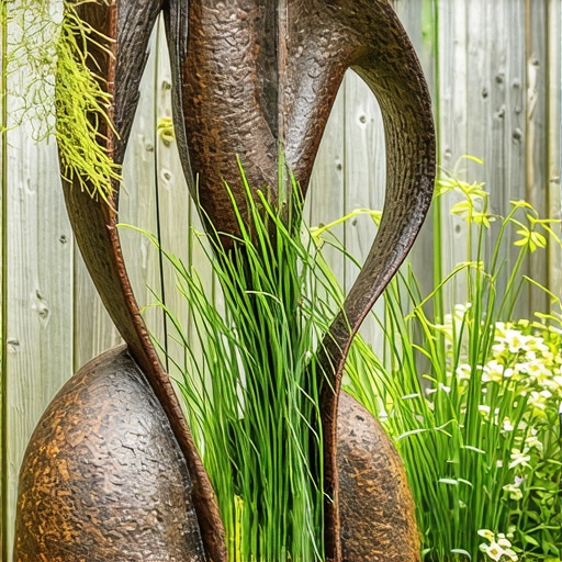 Sustainable Garden Art Artistic garden sculpture crafted from recycled materials and native plants.