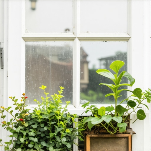 Vintage Window Garden Cold Frame Old vintage window converted into a mini greenhouse with thriving plants inside