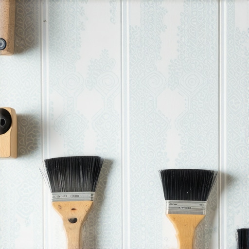 Wallpaper pattern matching and seamless joints in DIY Close-up of wallpaper seams and pattern alignment during DIY installation.