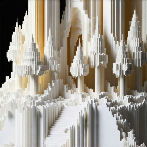 Advanced Paper Pop-Up Scene with Hidden Mechanisms Expert-level layered pop-up paper art with concealed pull tabs and seamless mechanics.