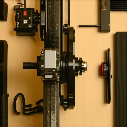 DIY Bicycle-Powered Generator Setup A person assembling a bicycle power generator with alternator and battery in a garage.