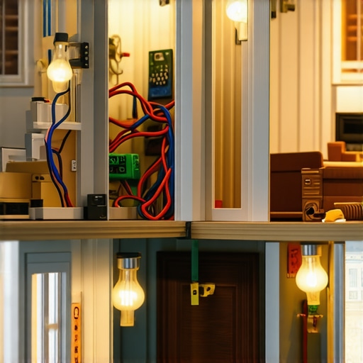 Dollhouse LED wiring setup Miniature LED lights and wiring inside a dollhouse