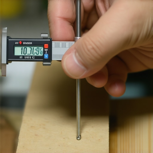 Person measuring the shaft of a miniature windmill with a digital caliper for maintenance