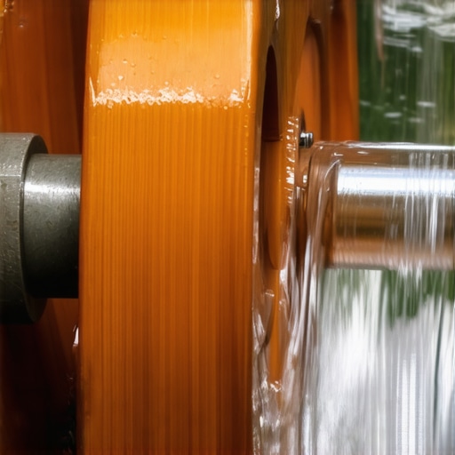 Optimized Miniature Water Wheel Design Close-up of a miniature water wheel with balanced blades in a flowing water stream