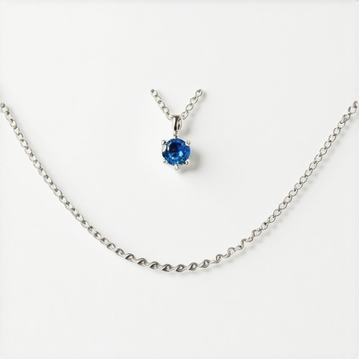 Close-up of silver pendant with engraved message and a small embedded birthstone