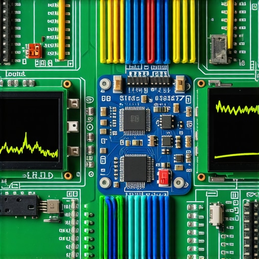 Smart Monitoring System for DIY Renewable Energy Close-up of microcontroller with sensors monitoring off-grid power system.