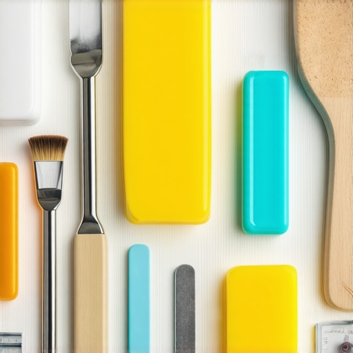 Soap-making tools maintenance Cleaned soap molds, spatulas, and digital thermometer ready for use